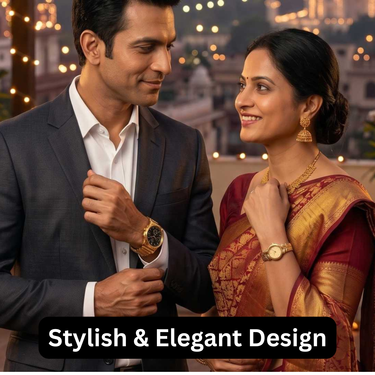 Mens Golden Watch With Free Ladies Designer Watch (MLGW19)