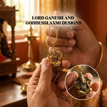 Reversible Laxmi - Ganesha Pendant Set (SJPN11)
