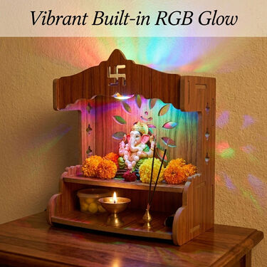 Wooden Mandir With Light (WML)
