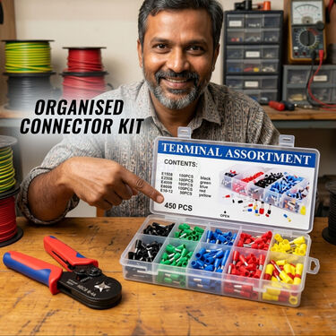 Professional Ratchet Pliers with Free 450 Terminal Connectors (HT104)
