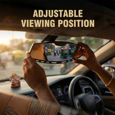 Car Anti Glare Wide Angle Curved Rear View Mirror (IRVM4)