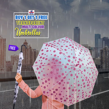 Buy 1 Get 1 Transparent Multi Colour Umbrellas (2U2)