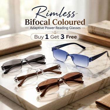 Rimless Bifocal Coloured Adaptive Power Reading Glasses Buy 1 Get 3 Free (4BOC6RG2)