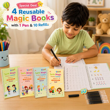 Pack of 4 Sank Magic Book With Free Magic Color Book (4STA)