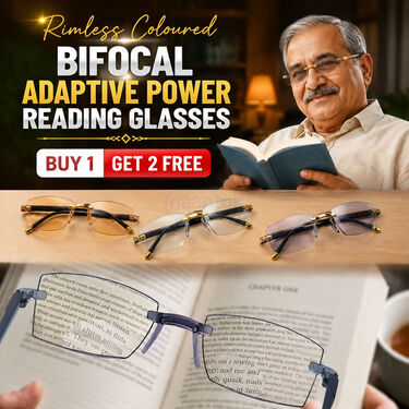 Rimless Coloured Bifocal Adaptive Power Reading Glasses Buy 1 Get 2 Free (3BOC6RG24)
