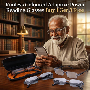 Rimless Coloured Adaptive Power Reading Glasses Buy 1 Get 3 Free (4OC2RG23)