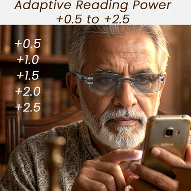 Rimless Coloured Adaptive Power Reading Glasses Buy 1 Get 3 Free (4OC2RG23)