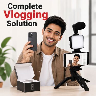 Remote Controlled Smart Video Making Kit With Inbuilt Flood Light + Mic + Tripod With Single Bluetooth (SVMK3)
