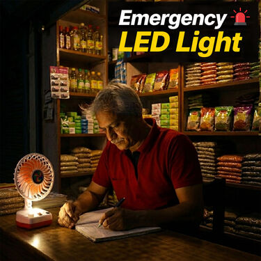 Rechargeable High-Speed Fan With Emergency Light (EF39R)