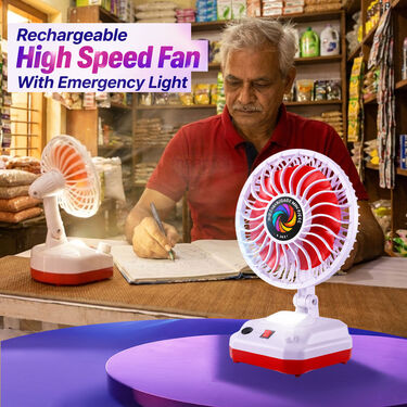 Rechargeable High-Speed Fan With Emergency Light (EF39P)