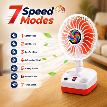 Rechargeable High-Speed Fan With Emergency Light (EF39P)