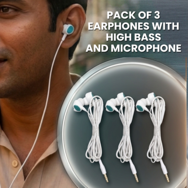 Pack of 3 Earphones With High Bass Headphones With Microphone (TWS111)
