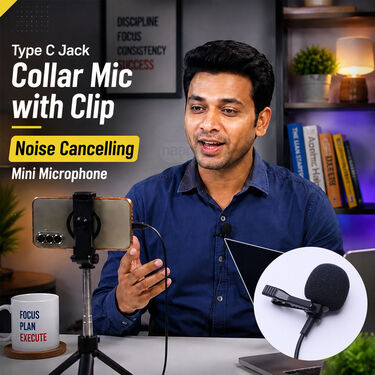Type C Jack Collar Mic With Clip Noise Cancelling Mini Microphone (MNM)