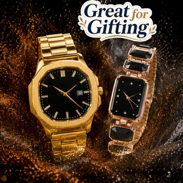 Mens Golden Watch With Free Ladies Designer Watch (MLGW20)