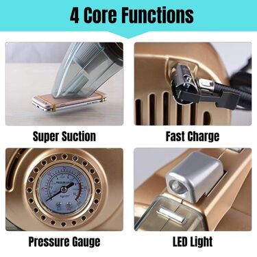 2 In 1 Car Vacuum Cleaner with Tyre Inflator (TI10)