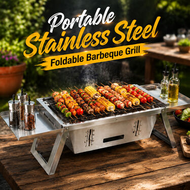 Portable Stainless Steel Foldable Barbeque Grill (1PCBG3)