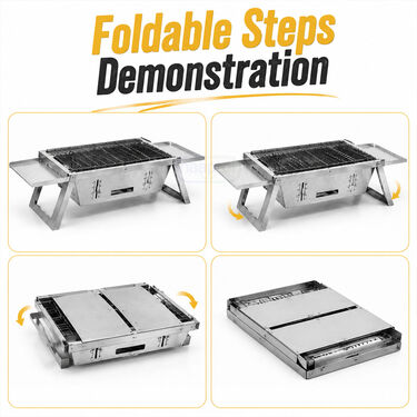 Portable Stainless Steel Foldable Barbeque Grill (1PCBG3)