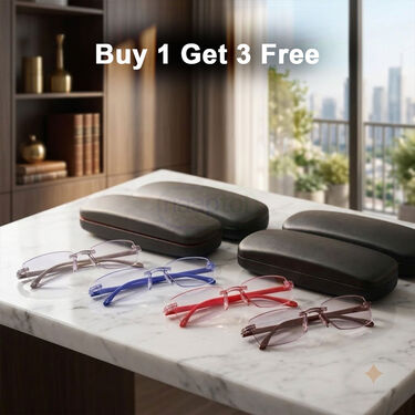 Rimless Bifocal Adaptive Power Reading Glasses Buy 1 Get 3 Free (4BORG26)