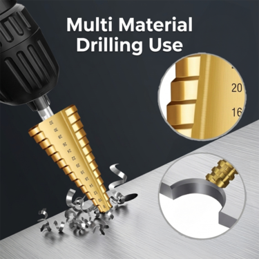 6 Pcs Titanium Coated Drill Bit Set For Steel Metal Wood & Plastic (HT145)