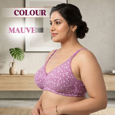 Pack of 6 Attractive Printed Medium Coverage Non Padded Dailywear Bra For Heavy Bust (6PBR3)