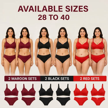 6 Medium Coverage Non Padded Daily wear Bra For Heavy Bust with Panty Set (6BP1)