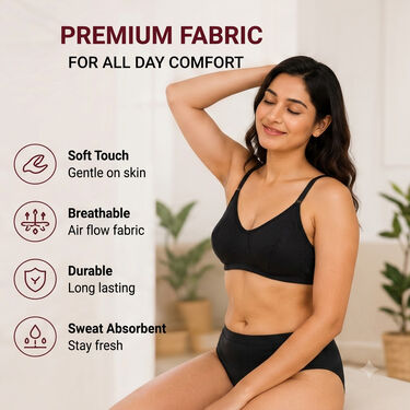 6 Medium Coverage Non Padded Daily wear Bra For Heavy Bust with Panty Set (6BP1)