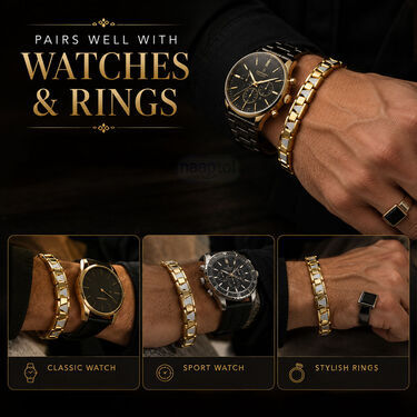 Dual Tone Magnetic Golden Bracelet (MGB6)