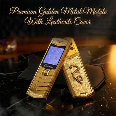 Premium Golden Metal Mobile With Leather Cover (PMH26)