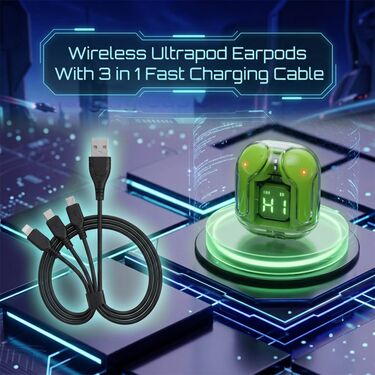 Wireless Ultrapro Earpods With 3 In 1 Fast Charging Cable (CDC30)
