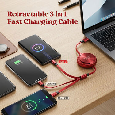 Retractable 3 In 1 Fast Charging Cable (CDC31)
