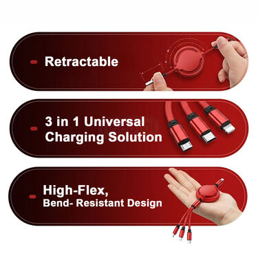 Retractable 3 In 1 Fast Charging Cable (CDC31)