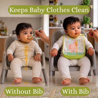 Reusable Apron Feeding Bibs With Tray For Baby (BCK2)