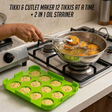 Tikki & Cutlet Maker 12 Tikkis At A Time + 2 In 1 Oil Strainer (TM4)