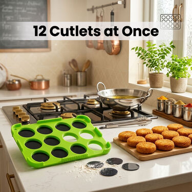 Tikki & Cutlet Maker 12 Tikkis At A Time + 2 In 1 Oil Strainer (TM4)