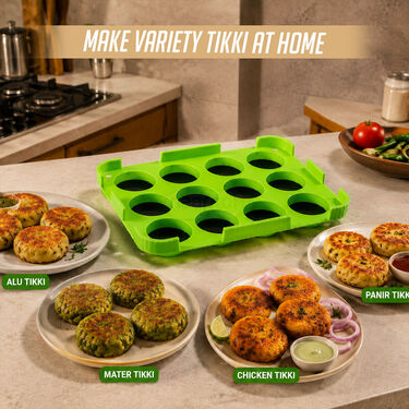 Tikki & Cutlet Maker 12 Tikkis At A Time + 2 In 1 Oil Strainer (TM4)