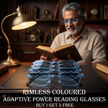 Rimless Coloured Adaptive Power Reading Glasses Buy 1 Get 3 Free (4OC3RG1)