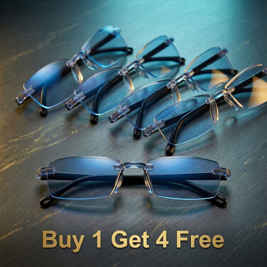 Rimless Coloured Adaptive Power Reading Glasses Buy 1 Get 4 Free (5OC3RG1)