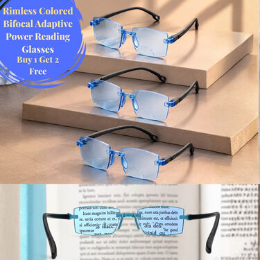 Rimless Colored Bifocal Adaptive Power Reading Glasses Buy 1 Get 2 Free (3BOC3RG1)