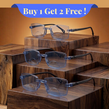 Rimless Colored Bifocal Adaptive Power Reading Glasses Buy 1 Get 2 Free (3BOC3RG1)