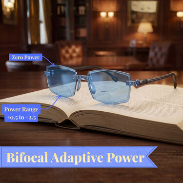 Rimless Colored Bifocal Adaptive Power Reading Glasses Buy 1 Get 2 Free (3BOC3RG1)