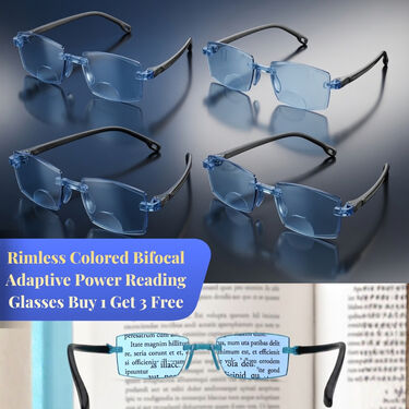 Rimless Colored Bifocal Adaptive Power Reading Glasses Buy 1 Get 3 Free (4BOC3RG1)