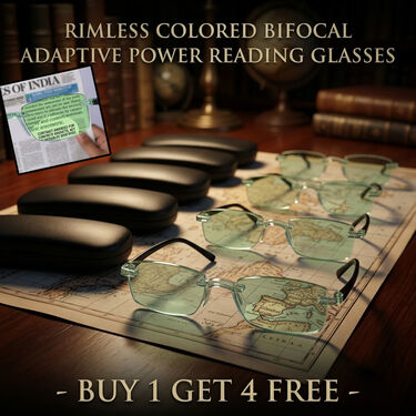 Rimless Colored Bifocal Adaptive Power Reading Glasses Buy 1 Get 4 Free (5BOC4RG1)