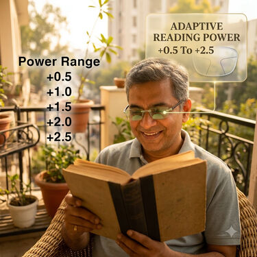 Rimless Colored Bifocal Adaptive Power Reading Glasses Buy 1 Get 4 Free (5BOC4RG1)
