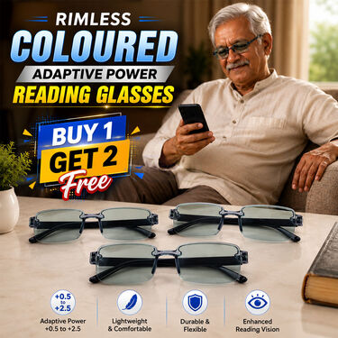 Rimless Coloured Adaptive Power Reading Glasses Buy 1 Get 2 Free (3OC4RG2)