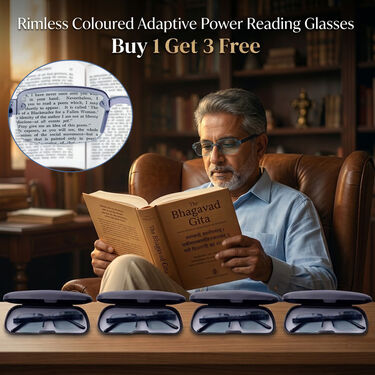 Rimless Coloured Adaptive Power Reading Glasses Buy 1 Get 3 Free (4OC4RG2)