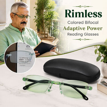 Rimless Colored Bifocal Adaptive Power Reading Glasses (BOC4RG1)