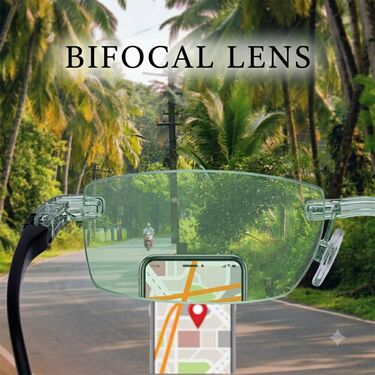 Rimless Colored Bifocal Adaptive Power Reading Glasses Buy 1 Get 1 Free (2BOC4RG1)