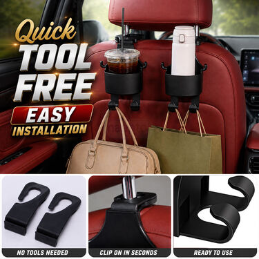 Car Seat Headrest Cup Holder With Hook Pack Of 2 (CBH4)
