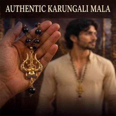 Karungali Mala With Om Shiva Trishul Pendant (SJPN16)