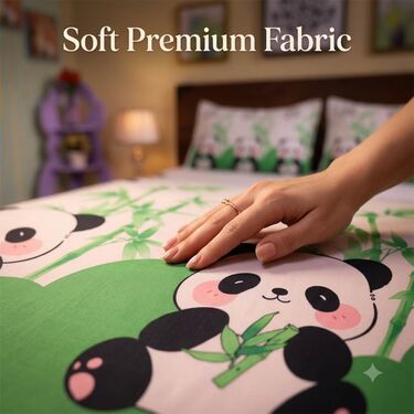 3D Panda Fitted King Size Bedsheet With 2 Pillow Cover (DBS42)